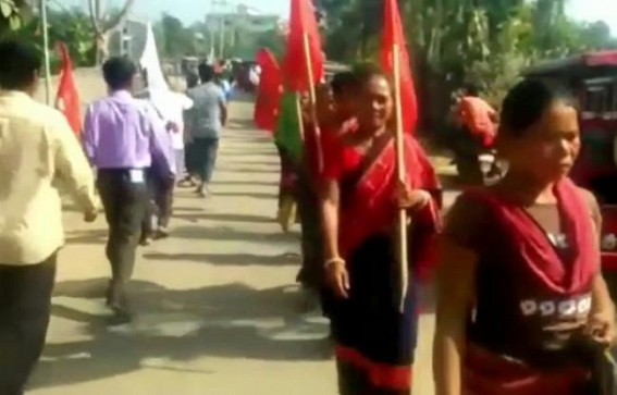 Opposition protested against Social Pension slashing in Tripura 
